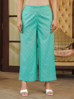 ARAMYA - Turquoise Soft Women Cotton Leheriya Palazzo