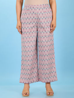 ARAMYA - Women Pink Soft Cotton Floral Palazzo