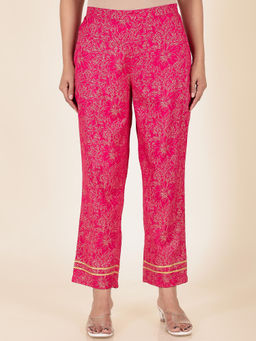 ARAMYA - Pink Rayon Floral Pant