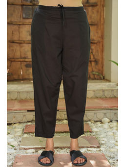 ARAMYA - Black Soft Cotton Women Solid Pant