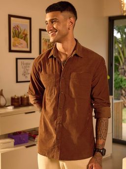 Bewakoof - Men Rust Orange Corduroy Shirt