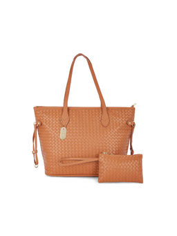 Sugarush - Giselle Orange Textured Tote Bag With Pouch (L)