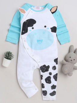 Hopscotch - Unisex Blue Printed Full-Sleeve Romper