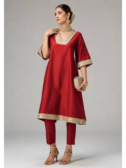 MONK & MEI - Red Zohra Kurta with Pant