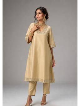 MONK & MEI - Beige Zohra Kurta with Pant