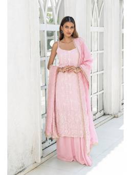 MONK & MEI - Pink Poppy Kurta with Palazzo and Dupatta