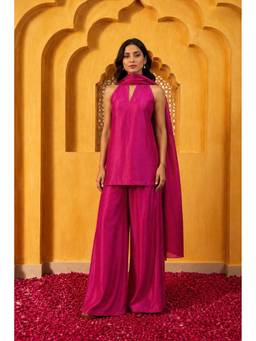 MONK & MEI - Pink Ziya Kurta with Palazzo and Dupatta