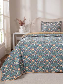 Maspar - Blue 100% Cotton Super Soft 110 GSM (60 x90 ) Single Bed Quilt