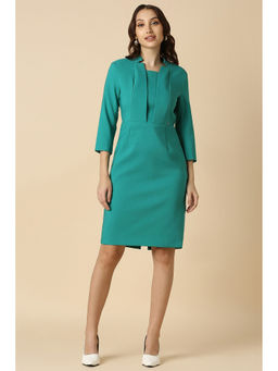 Allen Solly - Women Green Solid Formal Knee Length Dress