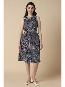 Allen Solly - Women Black & Blue Print Casual Dress