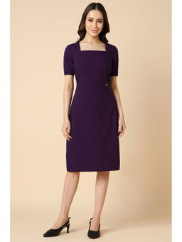 Allen Solly - Women Purple Solid Formal Knee Length Dress