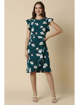 Allen Solly - Women Green Print Casual Knee Length Dress