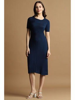 Allen Solly - Women Navy Blue Solid Casual Midi Dress