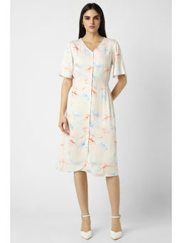 Van Heusen - Women White Print Casual Midi Dress