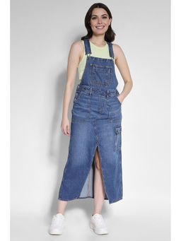 American Eagle - Women Blue Denim Overall Midi Dress