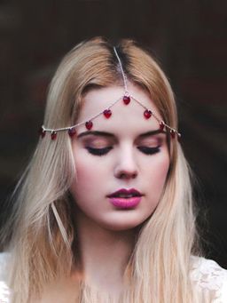 Yellow Chimes - Silver Toned Multilayer Head Chain