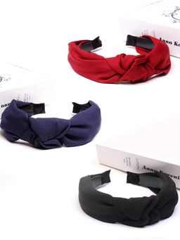 Yellow Chimes - Multi-Color Fabric Knot Hair Bands 3 Pcs