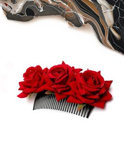 Yellow Chimes - Red Floral Hair Pin