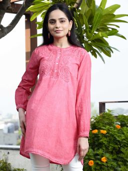 Mukul - Coral EmbroideCoral Cotton Kurta