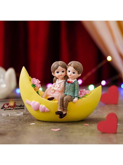 eCraftIndia Romantic Couple Showpiece Sitting on Boat Valentine Gift for Gf Bf Husband Wife