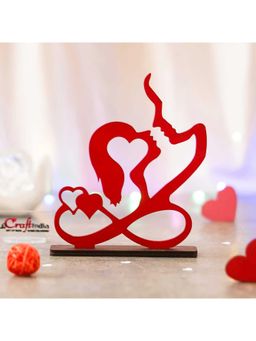 eCraftIndia - Red Wooden Love Romantic Couple Decorative Showpiece Valentine Day Gift