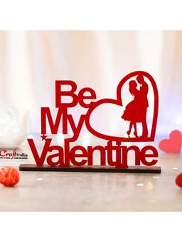 eCraftIndia - Wooden Red Be My Valentine Couple Showpiece Valentine Gift for Gf Bf