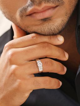 Zavya - Men Majestic Gemstone Rhodium Cz 925 Sterling Silver Adjustable Ring