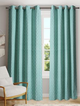 BLANC9 - Branchlet Aqua Polyester Cotton Curtains