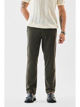 Snitch - Olive Plain Slim Formal Trouser