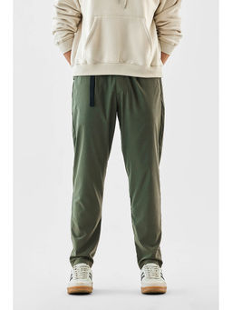 Snitch - Green Textured Relaxed Casual Trouser