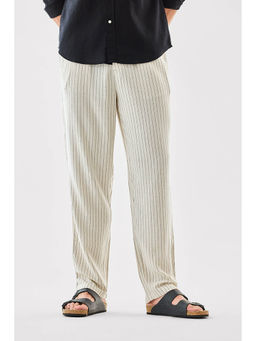 Snitch - Off White Stripes Relaxed Casual Trouser