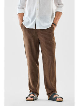 Snitch - Brown Stripes Relaxed Casual Trouser
