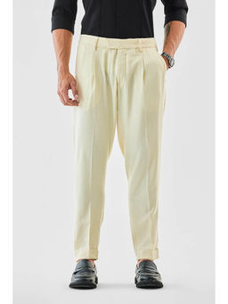 Snitch - Beige Self-Design Regular Formal Trouser