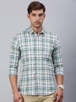 Classic Polo - Mens Green Slim Fit Checked Casual Shirt