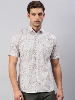 Classic Polo - Mens Half Sleeves Maroon Slim Fit Printed Casual Shirt