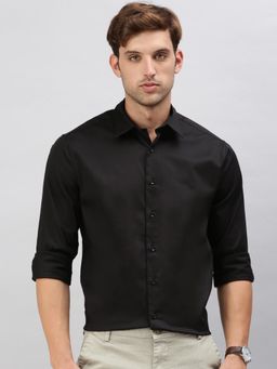 Classic Polo - Mens Full Sleeves Black Slim Fit Solid Casual Shirt