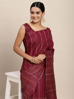 Odette - Bhagalpuri Silk Magenta Printed Saree with Unstitched Blouse