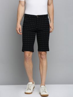 SHOWOFF - Mens Knee Length Printed Black Mid Rise Regular Shorts