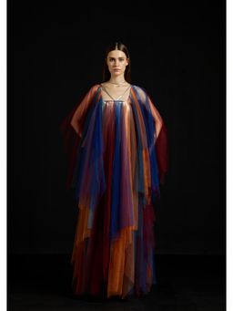 AKHL - Tulle Fall-Panelled Multicolor Knee Length Dress