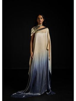 AKHL - Metallic Yoke Asymmetric Kaftan Multicolor Maxi Dress