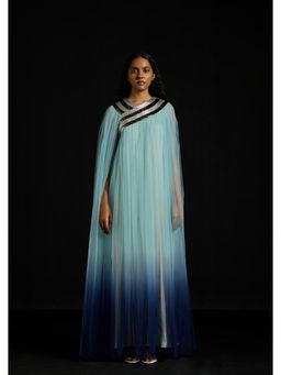 AKHL - Gradient Tulle Gathered Kaftan Blue Maxi Dress