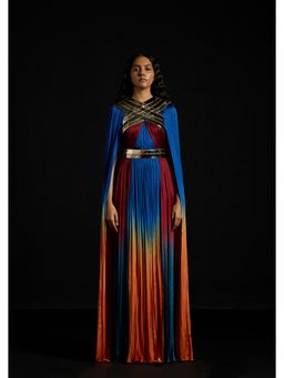 AKHL - Gradient Chiffon And Tulle Kaftan Multicolor Maxi Dress