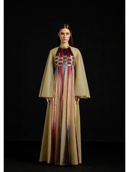 AKHL - Interwoven Gradient Tulle Kaftan Gold Maxi Dress