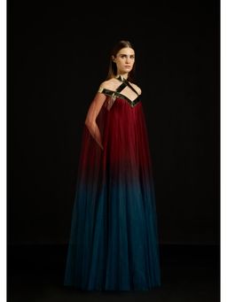AKHL - Halter Tulle Layered Multicolor Maxi Dress