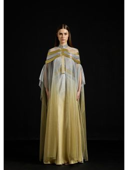 AKHL - Satin Overlay Metallic Gold Maxi Dress