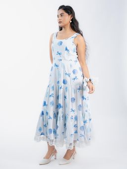 HOUSE OF SHRUSHA - Blue Shell Printed Jute A Line Maxi Dress