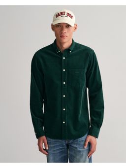 GANT - Men Green Solid Button-Down Collar Full Sleeves Corduroy Shirt