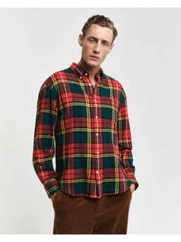 GANT - Men Red Checked Button-Down Collar Full Sleeves Shirt