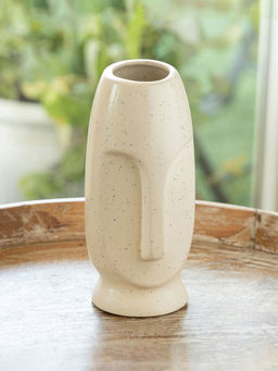 ExclusiveLane - Off White Calm Face Decorative Ceramic Vase