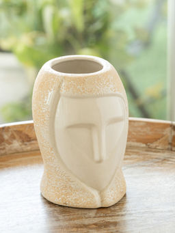 ExclusiveLane - Off White Mindful Aura Decorative Ceramic Vase